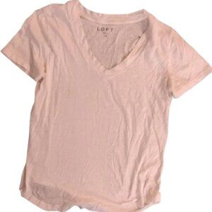 🚨5 For $25🚨 LOFT Women's XS Basic Crisp White V-Neck Short Sleeve Tee